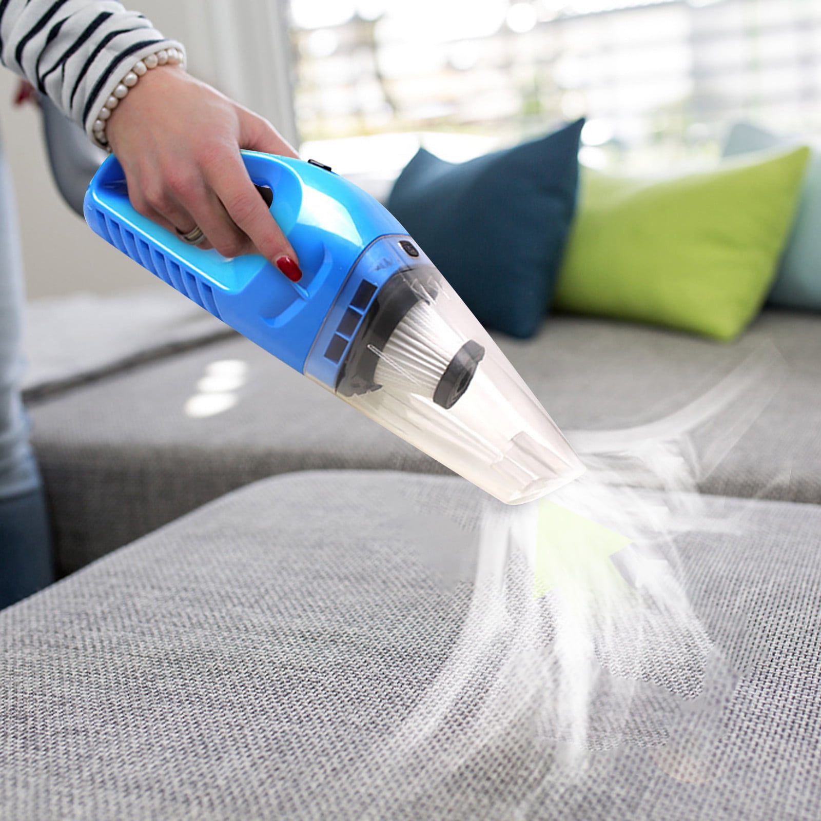 EDHITNR 120W High Power Car Vacuum Cleaner Strong Suction Wet Dry Hose Vacuum for Vehicle, Portable Handheld Auto Vacuum with 5M Cord, Easy Clean Multi Surface Debris Tool, Blue