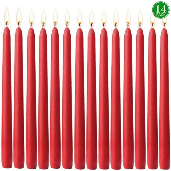 EDHITNR 14pcs Red Taper Candles Hand Poured 10in Unscented Drip Free, Classic Tall Candles for Home Decor Wedding Receptions Baby Showers Birthdays Celebrations Elegant Candlelight Dinner Ceremony