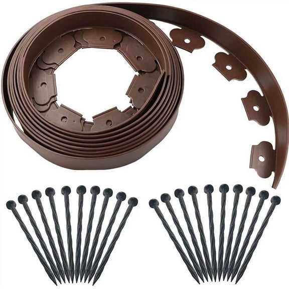 EDHITNR 16 Ft No Dig Garden Edging Black Plastic Edging Roll Kit 1.5 Inch Height for Flower Bed Borders, PE Flexible Lawn Edging with 40 Spikes