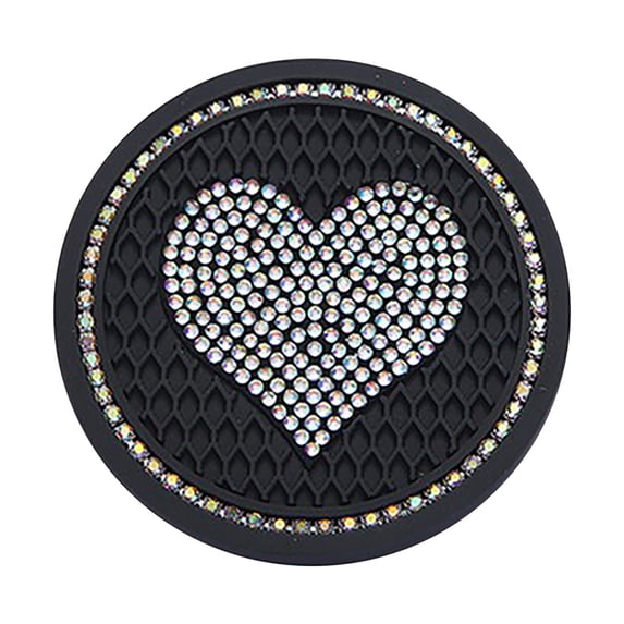 EDHITNR 2.76 Inch Bling Crystal Rhinestone Cup Insert, Universal Car Cup Holder Accessory for 99% Vehicles, Removable Easy-Clean Car Interior Decor for Home Office, Black