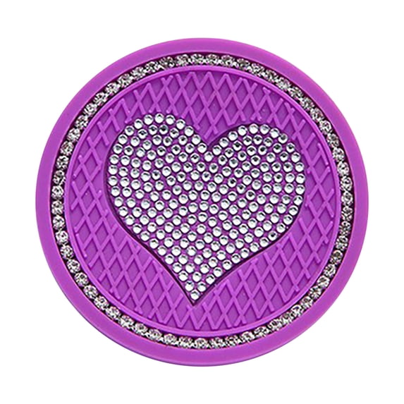 EDHITNR 2.76 Inch Bling Crystal Rhinestone Cup Insert, Universal Car Cup Holder Accessory for 99% Vehicles, Removable Easy-Clean Car Interior Decor for Home Office, Purple