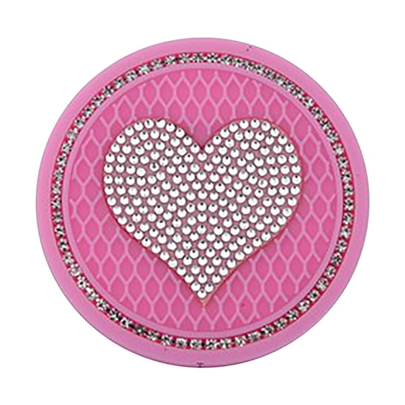 EDHITNR 2.76 Inch Bling Crystal Rhinestone Cup Insert, Universal Car Cup Holder Accessory for 99% Vehicles, Removable Easy-Clean Car Interior Decor for Home Office, Pink