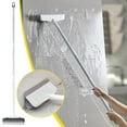 thumbnail image 1 of EDHITNR 2-in-1 Floor Scrub Brush with Long Handle, Stiff Bristle Brush Rubber Squeegee Scraper, Heavy-Duty Cleaning Brush for Tile Grout, Bathroom Tub, Deck, Patio, Garage Floors, 1 of 2