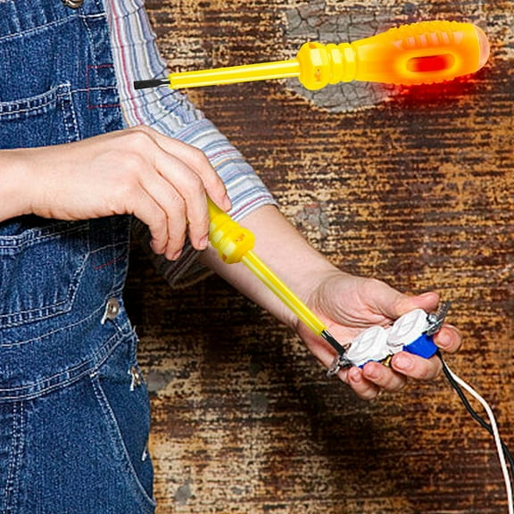 EDHITNR 2-in-1 High Torque Magnetic Screwdriver, Voltage Tester Pen with Electrical Switch Detection, AC/DC Circuit Tester Neon Light Display for Electricians DIY Projects