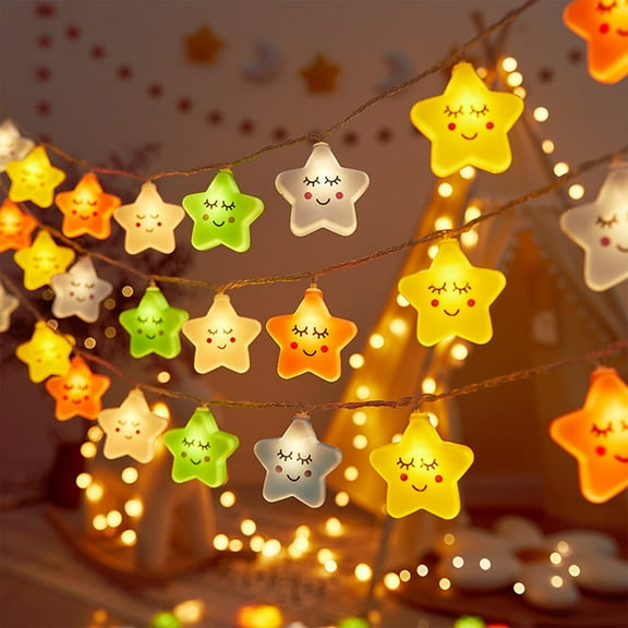 EDHITNR 20 LED Star String Lights, Battery Operated Fairy Lights for Indoor Outdoor, Warm Multicolor Star Spherical Holiday Lights for Christmas Wedding Party Decor