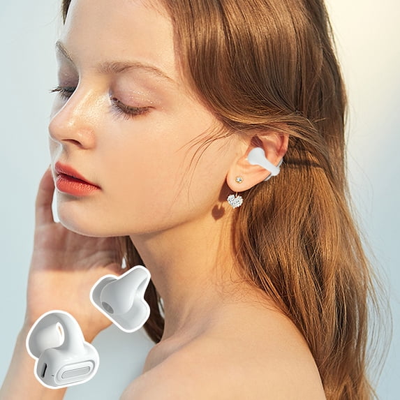 EDHITNR 2023 Open Ear Headphones, Bluetooth 5.3 Wireless Earbuds with Direct Sound Technology, No Sound Leakage Bone Conduction Headphones for Running Cycling Safety Awareness, White