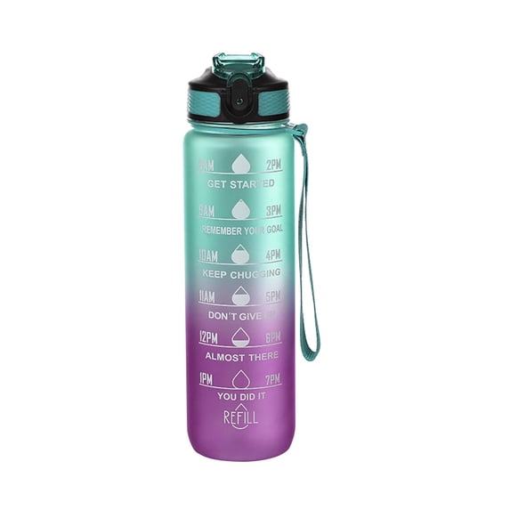 EDHITNR 32oz with Time Marker, Leakproof Squeeze Open Sports Water Bottle with Wide Mouth, BPA-Free Fast Flow Water Bottle for Gym Fitness Outdoor Hiking Running