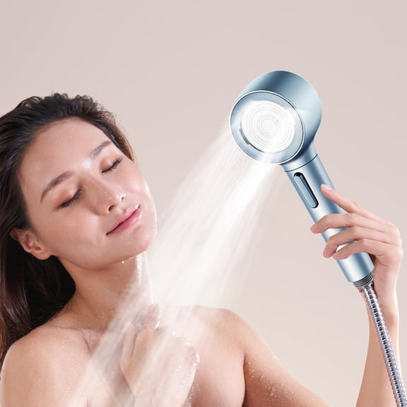 EDHITNR 360° Rotating Shower Head ABS Nonclogging Rain Head Bath Shower with Multiple Spray Modes, Portable Handheld Shower Nozzle for Bathroom Easy Install Limescale Removal, Blue