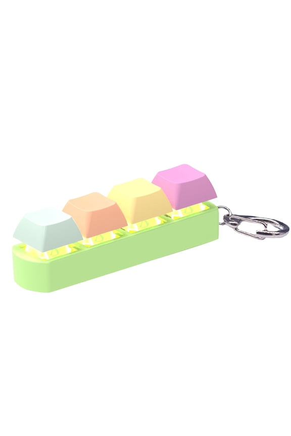 4-Button Fidget Gadget, Mechanical Keyboard Clicker with Sound LED Light, Stress Relief Toy for Adults Gaming Keychain Office Desk