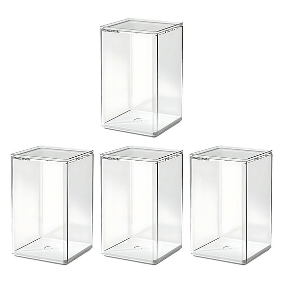 EDHITNR 4 Pack Transparent Figurine Display Box, Clear Plastic Storage Case for Collectible Toys, Modern Decorative Showcase for Home Office Display Cabinet