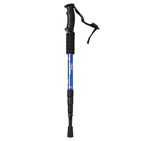 EDHITNR 4-Section Straight Shank, High-Strength Aviation Aluminum Alloy Hiking Sticks, Lightweight Collapsible Walking Poles for Hiking Backpacking Mountaineering Snow, Blue