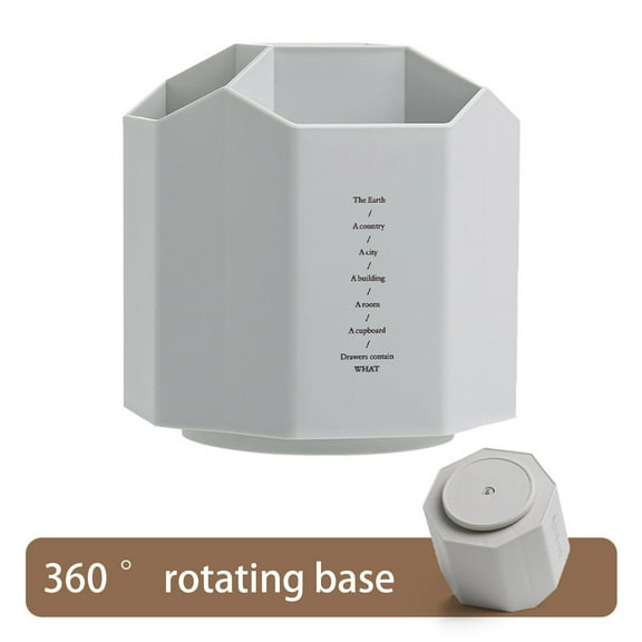 EDHITNR 5-Grid Rotating Desktop Organizer, Large Capacity Multi-Function Pen Holder Makeup Brush Storage, 360-Degree Rotating Office Student Desk Organizer for Pens Scissors Markers