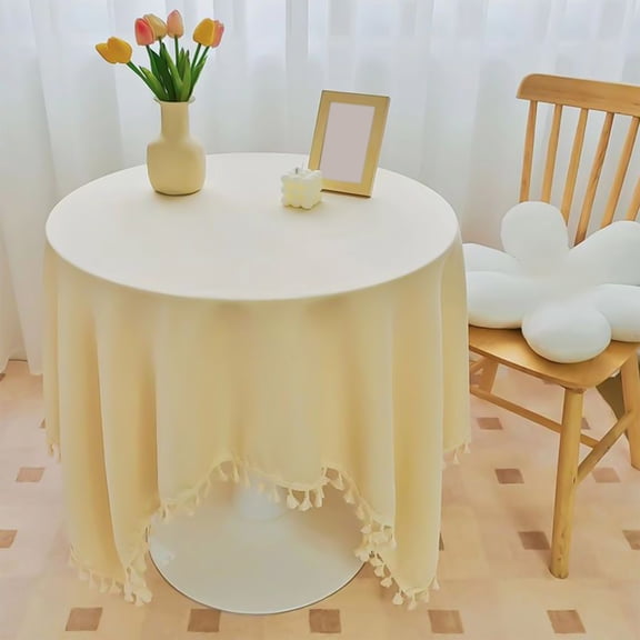 EDHITNR 55x55 Inch Linen Square Tablecloth with Fringe 60% Cotton 40% Linen Table Cloth for Small Tables, Heavy Duty Wrinkle Free Water Resistant Table Cover for Wedding Party Indoor Outdoor