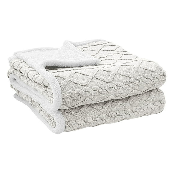 EDHITNR 70x100cm Super Soft Tafu Lamb Fleece Blanket, Winter Thickened Coral Velvet Nap Sofa Throw, Reversible Double Sided Plush Blanket for Bed Couch Travel Camping Gift, White