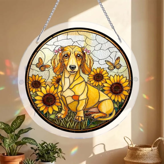 EDHITNR 83 Pieces Stained Glass Acrylic Puzzle Suncatcher Double Sided Light Projection Window Hanging Song Decoration, DIY Craft Kit with Metal Frame for Birthday Home Decor, 1 Pack