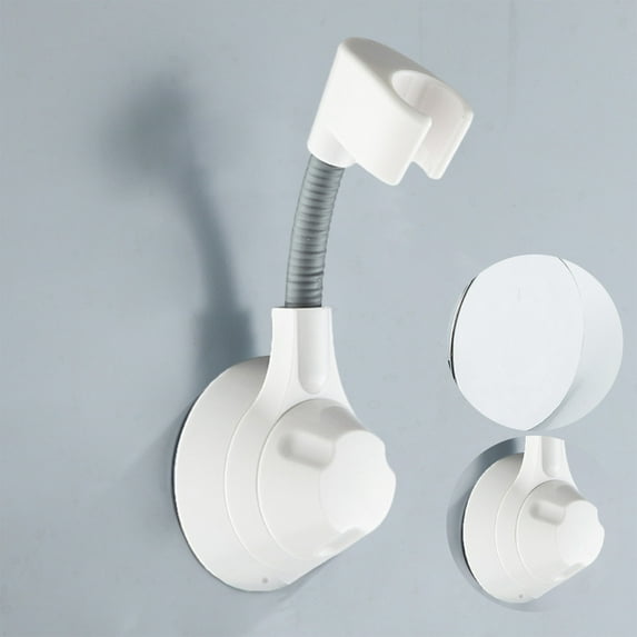 EDHITNR Adjustable Shower Head Holder, No Drill Adhesive Shower Bracket for Wall, Universal Angle Mount Heavy Duty Waterproof Bathroom Fixture, White