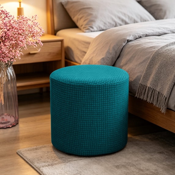 EDHITNR All Size Stretch Round Stool Cover Soft Fabric Waterproof Ottoman Slipcover Washable Protector for Vanity Bedroom Living Room