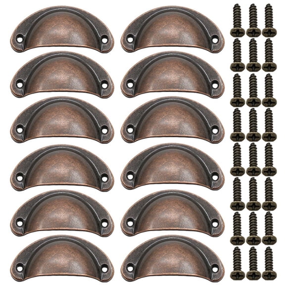 EDHITNR Antique Cup Pulls, Classical Cabinet Hardware Handles for Kitchen Cupboard Drawer Door, Brushed Brass Finish Strong Furniture Pulls Decorative Accents for Wardrobe Dresser Closet