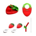 thumbnail image 1 of EDHITNR Baby Food Tray with Suction Cup, Strawberry Design Silicone Training Tableware Set, Infant Self Feeding Tray with Spoon Fork for High Chair Toddler Mealtime, 1 of 7