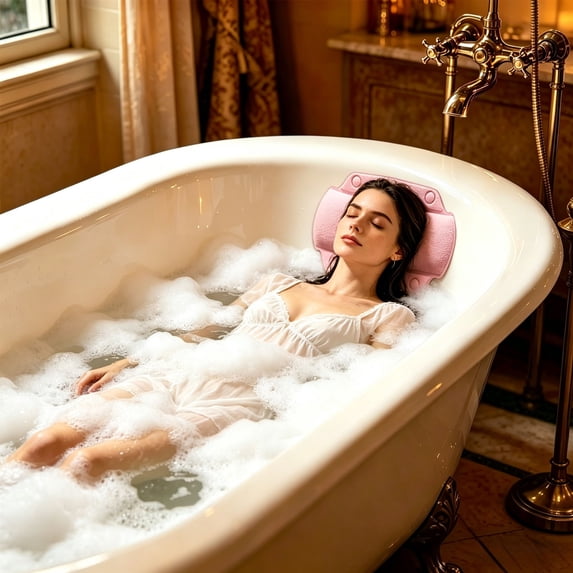 EDHITNR Bath Pillow for Tub with Suction Cups PVC Foam Bathtub Head Neck Support Cushion for Home Spa