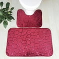 thumbnail image 1 of EDHITNR Bathroom Rugs Sets 2 Piece, U Shaped Toilet Mat Bath Mat Set, Enlarged Thickened Non Slip PVC Backing Microfiber Shag Rug for Bathroom Floor Decoration, Wine, 1 of 5