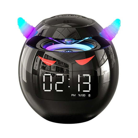 EDHITNR Bluetooth Speaker Desktop Audio with 360 Degree Panoramic Sound, Bedside Alarm Clock Subwoofer Mini Speaker Built in Noise Reduction Microphone for Hands Free Calls Custom Dual Alarms