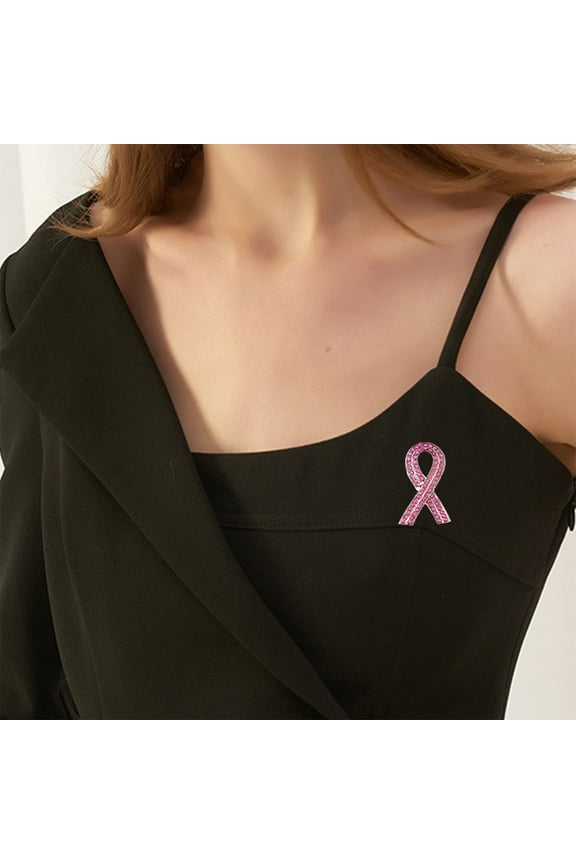 Breast Cancer Awareness Pins, Pink Ribbon Lapel Pin Alloy Brooch for Women, Support Gift for Sister Mom Fundraiser Events Business Wear Hat Bag Decoration, Pink