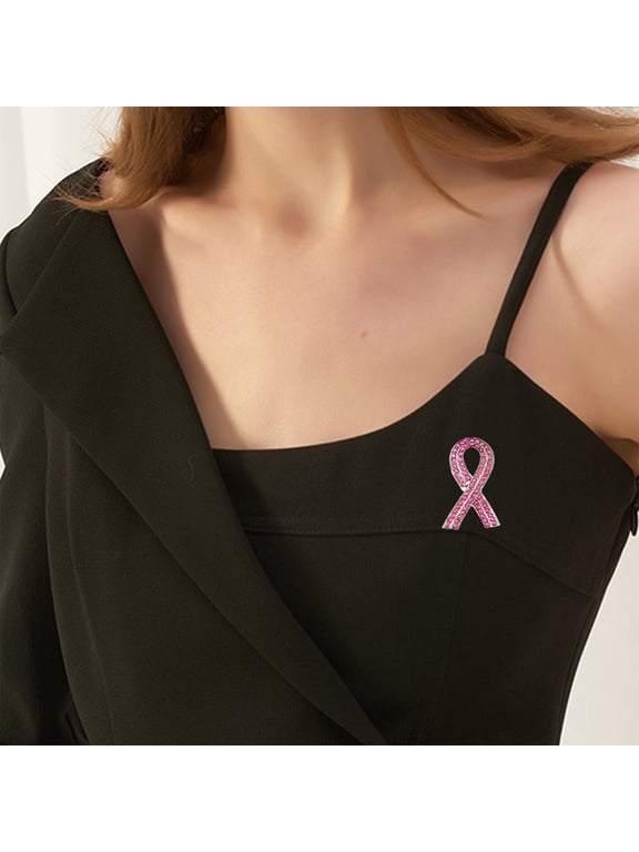 Breast Cancer Awareness Pins, Pink Ribbon Lapel Pin Alloy Brooch for Women, Support Gift for Sister Mom Fundraiser Events Business Wear Hat Bag Decoration, Pink