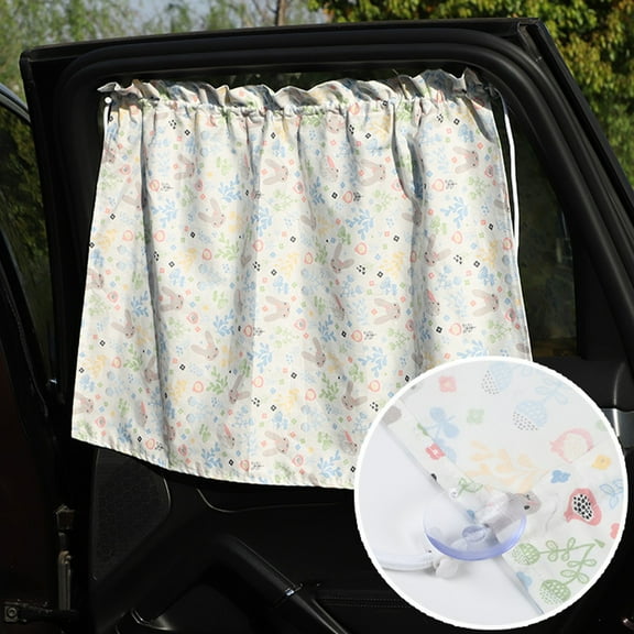 EDHITNR Car Sun Shade Curtain, Suction Cup Sunscreen Heat Insulation Shade for Car Window, Baby Car Shade Block Sun Rays Fit SUV Van Easy Installation