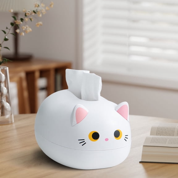 EDHITNR Cat Shaped Tissue Box with Toothpick Paper Dispenser Eco Friendly Recyclable Paper Napkin Holder, Portable Home Organization Dispenser