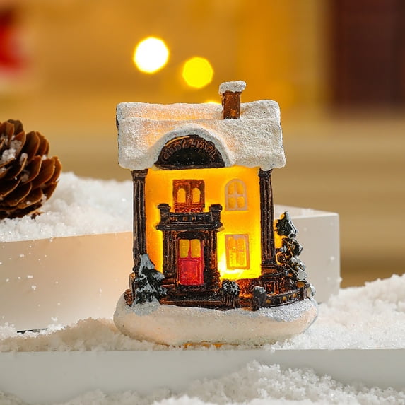 EDHITNR Christmas Colorful Small House Window Decoration, LED Light Up Lantern Tabletop Decor, Romantic Warm Glow for Party Holiday Gift