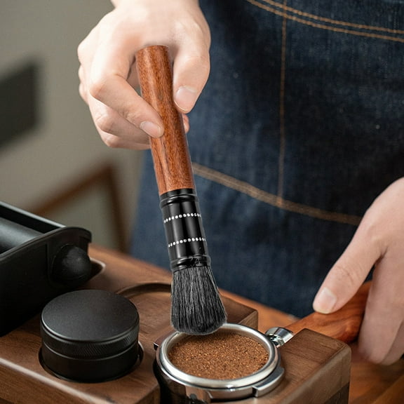 EDHITNR Coffee Brush, Wooden Handle Nylon Bristle Cleaning Tool for Grinders, Coffee Machine Cleaning Brush with Soft Flexible Hair, Handheld Barista Accessory for Espresso Maker Portafilter
