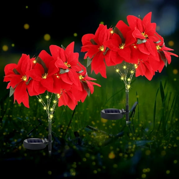 EDHITNR Colorful LED Solar Flower Lights, Solar Powered Garden Lights with 8-10 Hour Runtime, Decorative Outdoor Rose Lawn Lamps for Patio Yard Garden Decor