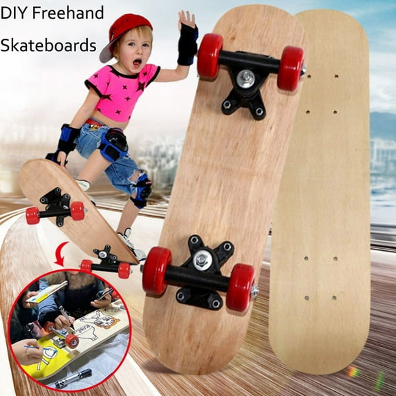 EDHITNR Complete Skateboard for Beginners, 17 Inch Double Kick Concave Cruiser Board, Easy to Ride Control Graffiti Skateboards for Boys KidsAdults Street Park Riding