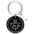 thumbnail image 1 of EDHITNR DIY To My Son Keychain, Stainless Steel Last Name Letter Keychain for Boys, Personalized 26 Letter Initial Keychain Gift for Men Women, Black, 1 of 1