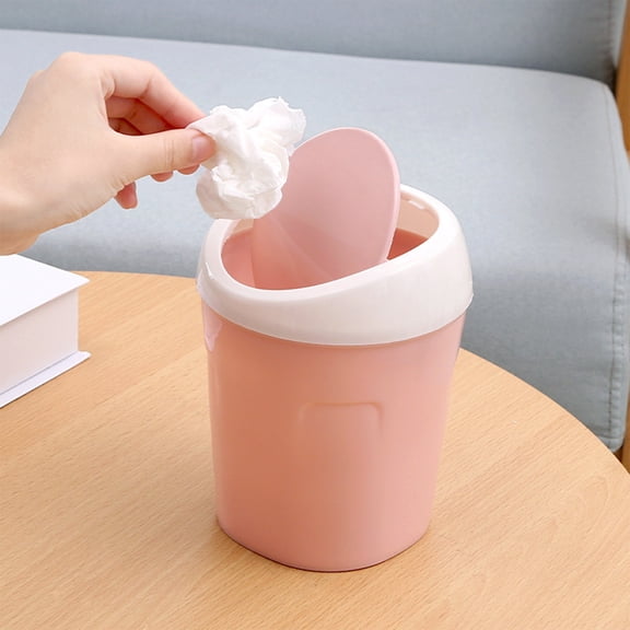 EDHITNR Desktop Trash Can, Slim Push-Open Wastebasket, Small Plastic Garbage Bin for Home Office Desk, Living Room Car Restaurant Storage