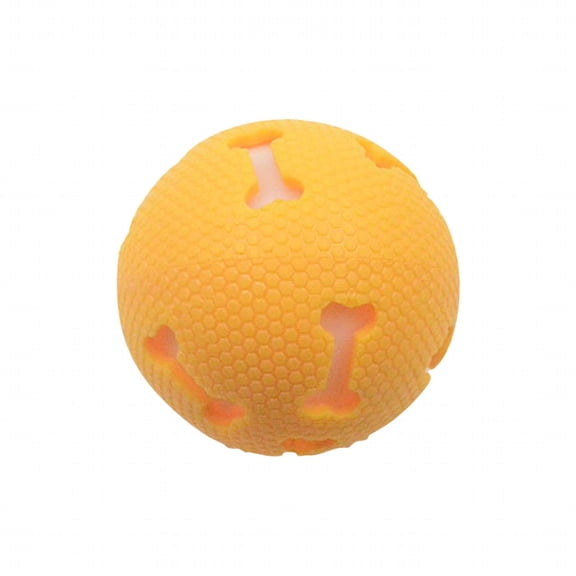 EDHITNR Dog Teeth Cleaning Toy Ball, Pet Dental Chew Toys for Puppies Dogs, Hollow Light Up Chew Ball with Bone Pattern, Interactive Throwing Game Toy for Pets, Yellow