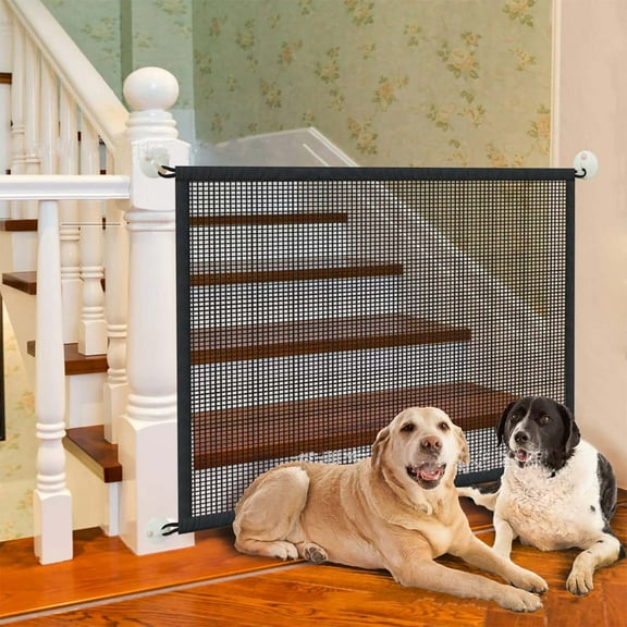 EDHITNR Dog Gate, Pet Barrier Net for Doorways and Stairs, Removable Isolation Fence with Hooks, Puppy Playpen Safety Enclosure for Indoor Use Corridor Hallway Fireplace