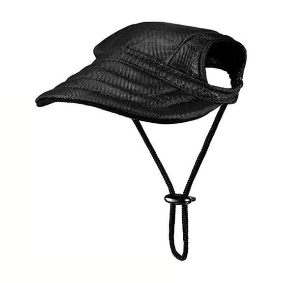 EDHITNR Dog Sun Hat, Outdoor Sun Protection Hood for Dogs with Ear Holes, Adjustable Canvas Baseball Cap for Pets, Dog Visor Hat for Walking Hiking Travel Sport, Black