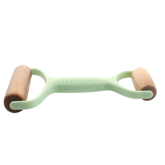 EDHITNR Double Headed Wooden Rolling Pin, Hand-Held Plastic Handle Flour Stick Baking Tool, Dual Roller Face Stick for Dough Cookies Pizza Crust, Green
