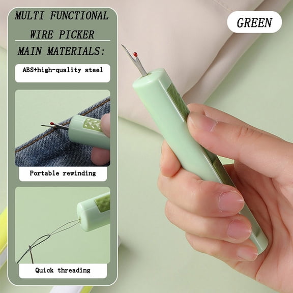 EDHITNR Easy Threading Gadget for Seniors Manual Sewing Tool with Push Pull Retractable Needle, Household Seam Tool for Elderly Compact ABS Carbon Steel Threader for Home Sewing, Green