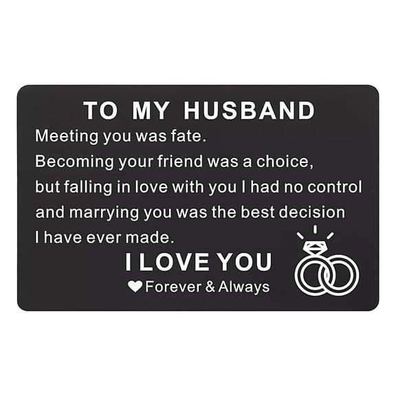EDHITNR Engraved Metal Wallet Card, Permanent Etched Greeting Card Postcard Business Card Clip, Unique Personalized Gift for Husband Valentine Wedding Anniversary