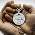 thumbnail image 1 of EDHITNR Engraved Pocket Watch for Son, Commemorative Waist Chain Pocket Watch with Gift Box, Fashion Lettering Mens Pocket Watches for Birthday Graduation Christmas Gifts, Silver, 1 of 2
