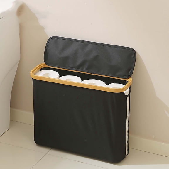 EDHITNR Fabric Roll Paper Storage Container, Foldable Large Capacity Toilet Roll Holder with Durable Cloth Construction, Space Saving Bathroom Organizer for Multiple Rolls