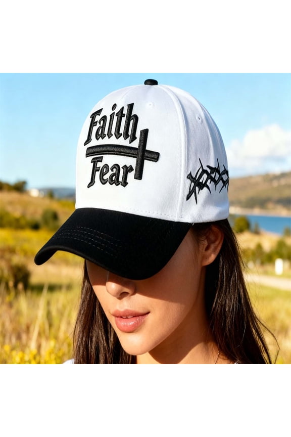 Faith Over Fear Baseball Cap, Inspirational Embroidered Christian Hat for Daily Wear, Comfortable Breathable Adjustable Dad Cap Spiritual Reminder Gift for Believers