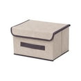 thumbnail image 1 of EDHITNR Foldable Cloth Storage Box, Cotton Linen Fabric Collapsible Storage Container, Large Capacity Washable Organizer for Clothing Towels Cosmetics Bedroom Living Room, Beige, 1 of 1