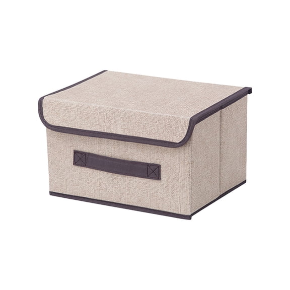 EDHITNR Foldable Cloth Storage Box, Cotton Linen Fabric Collapsible Storage Container, Large Capacity Washable Organizer for Clothing Towels Cosmetics Bedroom Living Room, Beige