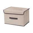 thumbnail image 1 of EDHITNR Foldable Cloth Storage Box, Cotton Linen Fabric Collapsible Storage Container, Large Capacity Washable Organizer for Clothing Towels Cosmetics Bedroom Living Room, Beige, 1 of 1