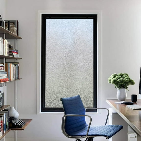 EDHITNR Frosted Window Film Peep Proof Privacy Sticker for Home Office Bathroom, No Glue Electrostatic Cling Glass Decal, Light Barrier Heat Control Keep Out Reusable Easy Application for Windows
