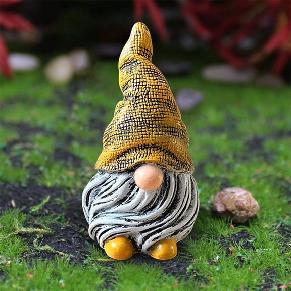 EDHITNR Gnome Dwarf Ornament, Resin Garden Home Decor Statue, Adorable Shelf Table Decoration for Year-Round Holiday Gift, Orange